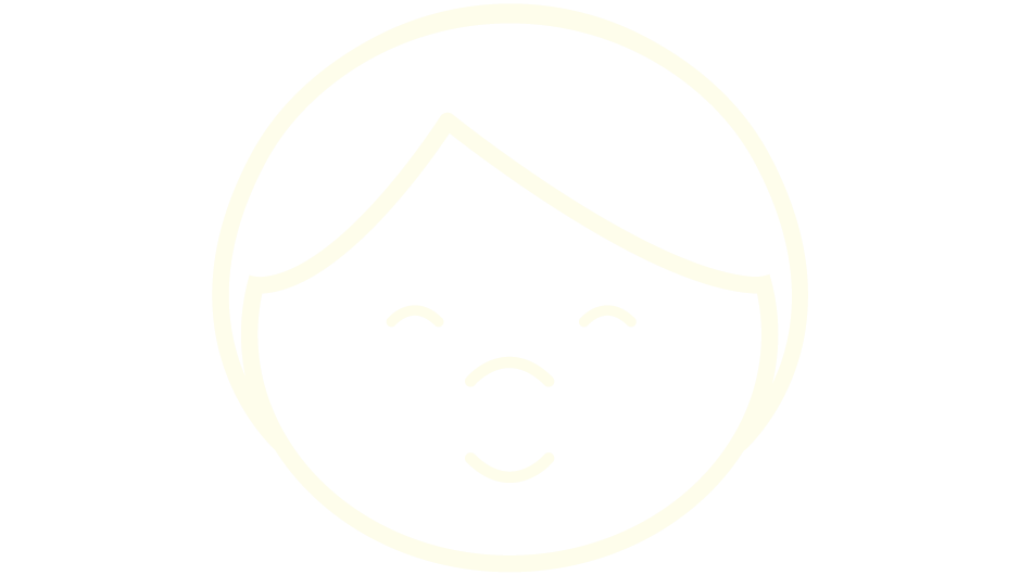 Illustrated graphic of a smiling woman with short hair swooping across her forehead.