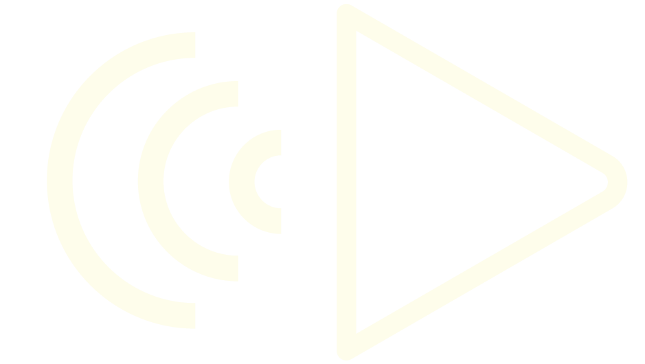 Illustrated graphic of a sideways triangle with a curved end with three semicircles emitting from it.